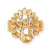 Oro Laminado Elegant Ring, Gold Filled Style Peacock Design, Diamond Cutting Finish, Golden Finish, 5.175.008.06 (Size 6)