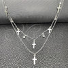 Sterling Silver Fancy Necklace, Rolo and Cross Design, with White Cubic Zirconia, Polished, Silver Finish, 04.402.0005.18