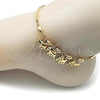 Oro Laminado Charm Anklet , Gold Filled Style Elephant Design, Polished, Golden Finish, 03.383.0001.10