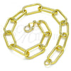 Oro Laminado Basic Bracelet, Gold Filled Style Paperclip Design, Polished, Golden Finish, 03.341.0122.08