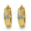 Oro Laminado Medium Hoop, Gold Filled Style Diamond Cutting Finish, Tricolor, 02.100.0065.1.30