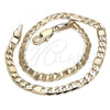 Oro Laminado Basic Anklet, Gold Filled Style Figaro Design, Polished, Golden Finish, 04.319.0004.10