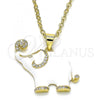 Oro Laminado Fancy Pendant, Gold Filled Style Elephant Design, with White Micro Pave, White Enamel Finish, Golden Finish, 05.362.0003