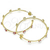 Oro Laminado Medium Hoop, Gold Filled Style Evil Eye Design, Red Enamel Finish, Golden Finish, 02.213.0219.2.40
