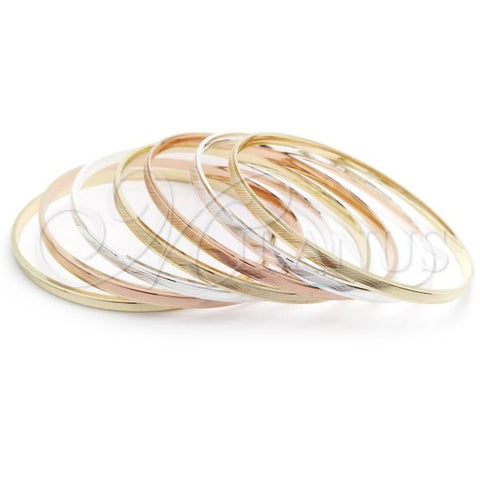 Gold Plated Semanario Bangle, Diamond Cutting Finish, Tricolor, 07.07.0014.06