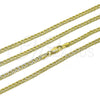 Oro Laminado Basic Necklace, Gold Filled Style Pave Cuban Design, Diamond Cutting Finish, Golden Finish, 04.213.0341.24