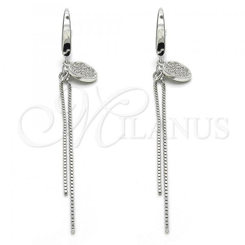 Sterling Silver Long Earring, with White Micro Pave, Polished, Rhodium Finish, 02.186.0161.1