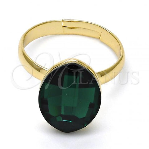 Oro Laminado Multi Stone Ring, Gold Filled Style with Emerald Swarovski Crystals, Polished, Golden Finish, 01.239.0008.9 (One size fits all)