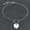 Sterling Silver Fancy Bracelet, Heart Design, Polished, Silver Finish, 03.395.0023.07