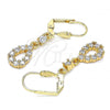 Oro Laminado Long Earring, Gold Filled Style Teardrop Design, with White Cubic Zirconia, Polished, Golden Finish, 02.213.0347