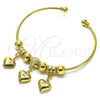 Oro Laminado Individual Bangle, Gold Filled Style Heart Design, Polished, Golden Finish, 07.93.0015