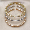Oro Laminado Trio Bangle, Gold Filled Style Bamboo Design, Matte Finish, Golden Finish, 07.170.0061