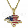 Oro Laminado Fancy Pendant, Gold Filled Style Eagle Design, Polished, Golden Finish, 03.32.0240