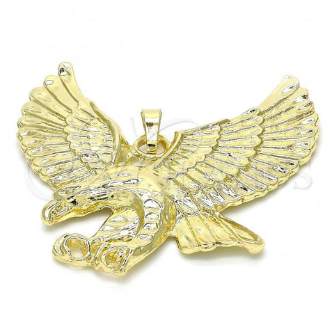 Oro Laminado Fancy Pendant, Gold Filled Style Eagle Design, Diamond Cutting Finish, Golden Finish, 05.213.0007