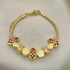 Oro Laminado Fancy Bracelet, Gold Filled Style Pineapple and Tree Design, Polished, Golden Finish, 03.63.2267.07