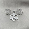 Sterling Silver Earring and Pendant Adult Set, Flower Design, Polished, Silver Finish, 10.398.0012