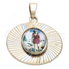 Oro Laminado Religious Pendant, Gold Filled Style San Lazaro Design, Diamond Cutting Finish, Tricolor, 5.196.022