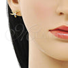 Oro Laminado Stud Earring, Gold Filled Style Bird Design, with White Cubic Zirconia and White Micro Pave, Polished, Golden Finish, 02.342.0318