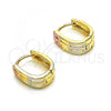 Oro Laminado Huggie Hoop, Gold Filled Style Polished, Tricolor, 02.213.0511.12