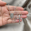 Sterling Silver Thin Rosary, Virgen Maria and Cross Design, Polished, Rhodium Finish, 09.285.0004.28