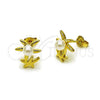 Oro Laminado Stud Earring, Gold Filled Style Star Design, with Ivory Pearl, Polished, Golden Finish, 02.341.0258