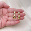 Oro Laminado Dangle Earring, Gold Filled Style Chunky Design, Polished, Golden Finish, 02.163.0249