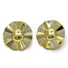 Oro Laminado Stud Earring, Gold Filled Style Sun Design, Diamond Cutting Finish, Golden Finish, 02.385.0058