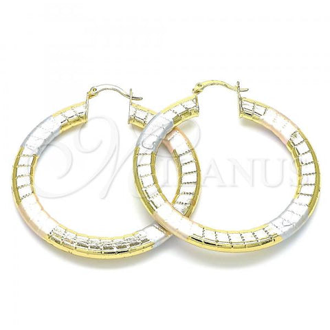 Oro Laminado Large Hoop, Gold Filled Style Polished, Tricolor, 02.170.0111.1.50