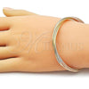 Oro Laminado Individual Bangle, Gold Filled Style Diamond Cutting Finish, Tricolor, 07.170.0051.1