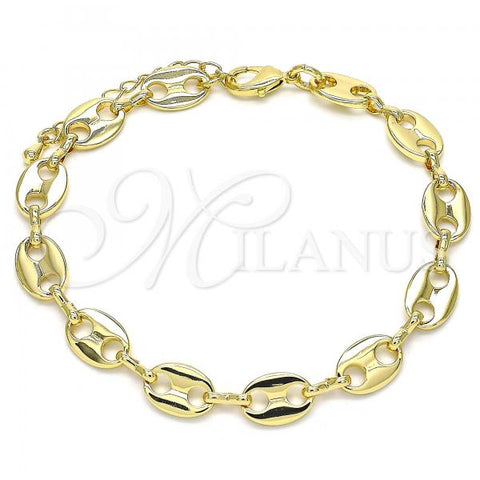 Oro Laminado Basic Bracelet, Gold Filled Style Puff Mariner Design, Polished, Golden Finish, 04.326.0002.08