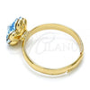 Oro Laminado Multi Stone Ring, Gold Filled Style Flower Design, with Aquamarine Swarovski Crystals, Polished, Golden Finish, 01.239.0010.8 (One size fits all)