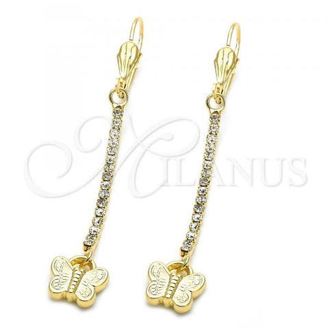 Oro Laminado Long Earring, Gold Filled Style Bird Design, with  Cubic Zirconia, Golden Finish, 5.067.014