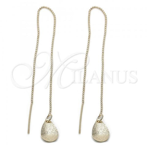 Oro Laminado Threader Earring, Gold Filled Style Teardrop Design, Golden Finish, 5.113.006