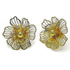 Oro Laminado Stud Earring, Gold Filled Style Flower and Ball Design, Polished, Golden Finish, 02.282.0035