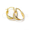Oro Laminado Small Hoop, Gold Filled Style Diamond Cutting Finish, Tricolor, 5.157.025