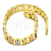 Oro Laminado Solid Bracelet, Gold Filled Style Polished, Tricolor, 03.102.0038.08