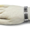 Stainless Steel Solid Bracelet, Greek Key Design, Polished, Two Tone, 03.114.0360.3.09