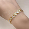Oro Laminado Solid Bracelet, Gold Filled Style Polished, Tricolor, 03.102.0076.08