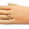 Oro Laminado Multi Stone Ring, Gold Filled Style Star Design, with White Cubic Zirconia, Polished, Golden Finish, 01.341.0174