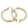 Oro Laminado Medium Hoop, Gold Filled Style Diamond Cutting Finish, Tricolor, 02.170.0242.1.40