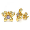 Oro Laminado Stud Earring, Gold Filled Style Butterfly Design, with Amethyst Cubic Zirconia, Polished, Golden Finish, 02.387.0020.1