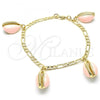 Oro Laminado Charm Bracelet, Gold Filled Style Shell Design, Pink Enamel Finish, Golden Finish, 03.63.2093.1.08