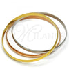 Stainless Steel Trio Bangle, Polished, Tricolor, 07.244.0001.06 (05 MM Thickness, Size 6 - 2.75 Diameter)