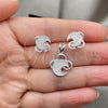 Sterling Silver Earring and Pendant Adult Set, Moon Design, with White Cubic Zirconia, Polished, Silver Finish, 10.398.0030