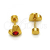 Stainless Steel Stud Earring, Heart Design, with Garnet Crystal, Polished, Golden Finish, 02.271.0004.11