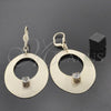Oro Laminado Dangle Earring, Gold Filled Style with White Cubic Zirconia, Golden Finish, 60.008