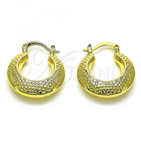 Oro Laminado Small Hoop, Gold Filled Style Chunky Design, Diamond Cutting Finish, Golden Finish, 02.163.0167.20