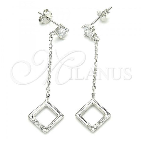 Sterling Silver Long Earring, with Multicolor Cubic Zirconia, Polished, Rhodium Finish, 02.366.0003