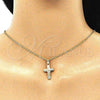 Oro Laminado Religious Pendant, Gold Filled Style Cross Design, with White Crystal, Polished, Golden Finish, 05.213.0079