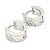 Stainless Steel Huggie Hoop, with White Crystal, Polished, Steel Finish, 02.230.0045.2.12
